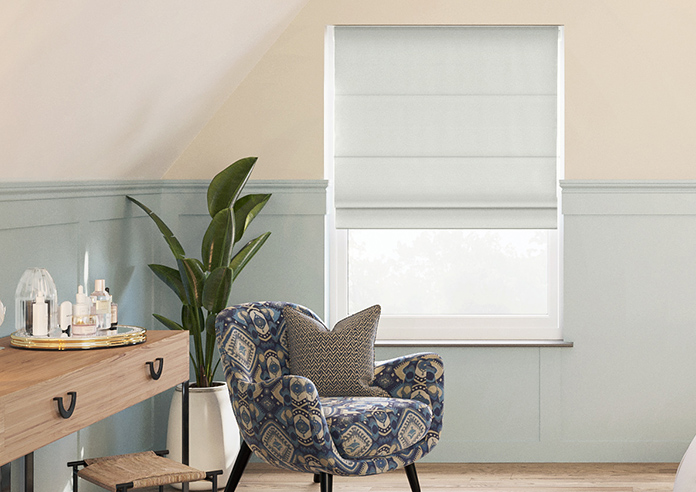 Akoya Faux Silk, Lustre Pure Silver - Motorised Roman Blind - Image 3